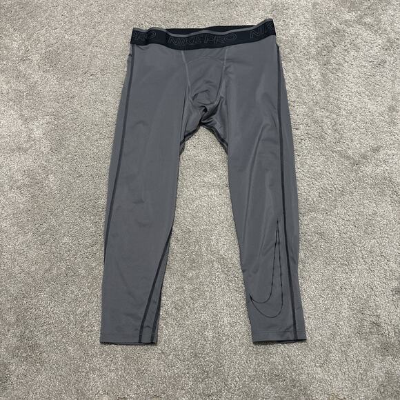 Nike Pro Mens Training Tights Dri-Fit Gray Size Large - Picture 1 of 3